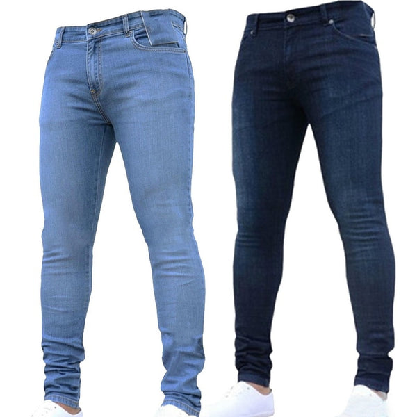 SHUJIN Plus Size Skinny Jeans Men Casual Stretch Straight Trousers Jeans Fashion Solid Streetwear Slim  Denim Pencil Pants