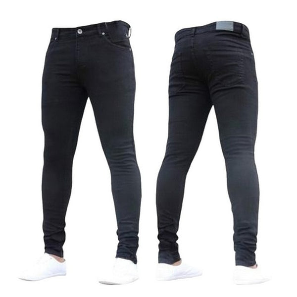 SHUJIN Plus Size Skinny Jeans Men Casual Stretch Straight Trousers Jeans Fashion Solid Streetwear Slim  Denim Pencil Pants