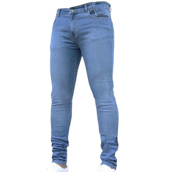 SHUJIN Plus Size Skinny Jeans Men Casual Stretch Straight Trousers Jeans Fashion Solid Streetwear Slim  Denim Pencil Pants