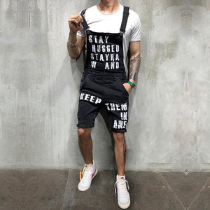 2019 New Fashion Men's Ripped Jeans Jumpsuits Shorts Summer Hi Street Distressed Denim Bib Overalls For Man Suspender Pants