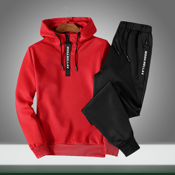 Men Casual Sets Hooded 2019 Autumn Solid Men's Outdoor Sportswear Tracksuits Loose Sweatshirt+Pants 2PC Sets Sudadera Hombre