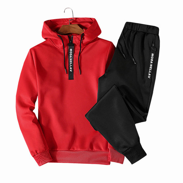 Men Casual Sets Hooded 2019 Autumn Solid Men's Outdoor Sportswear Tracksuits Loose Sweatshirt+Pants 2PC Sets Sudadera Hombre