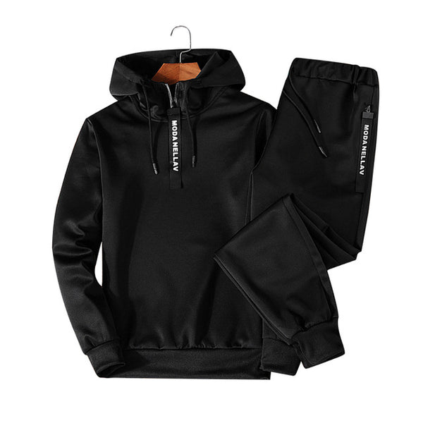 Men Casual Sets Hooded 2019 Autumn Solid Men's Outdoor Sportswear Tracksuits Loose Sweatshirt+Pants 2PC Sets Sudadera Hombre