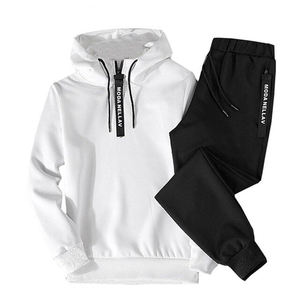 Men Casual Sets Hooded 2019 Autumn Solid Men's Outdoor Sportswear Tracksuits Loose Sweatshirt+Pants 2PC Sets Sudadera Hombre