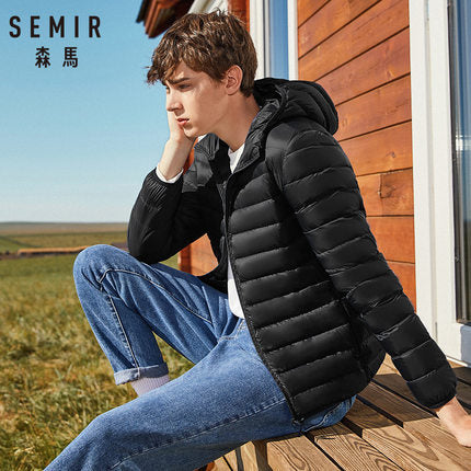 SEMIR brand men down jacket casual fashion winter jacket for men Hooded windbreaker white duck coat male outwear clothing