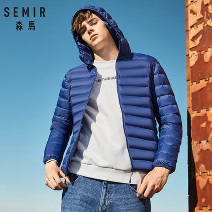 SEMIR brand men down jacket casual fashion winter jacket for men Hooded windbreaker white duck coat male outwear clothing