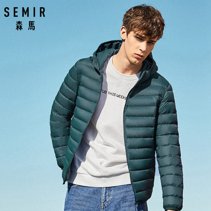 SEMIR brand men down jacket casual fashion winter jacket for men Hooded windbreaker white duck coat male outwear clothing