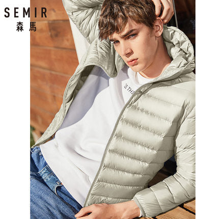 SEMIR brand men down jacket casual fashion winter jacket for men Hooded windbreaker white duck coat male outwear clothing