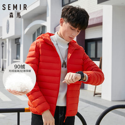 SEMIR brand men down jacket casual fashion winter jacket for men Hooded windbreaker white duck coat male outwear clothing