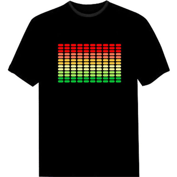 Hot Led t shirt Men Party Rock Disco DJ Sound Activated LED T Shirt Light Up and down Flashing Equalizer Men's Glowing TShirt