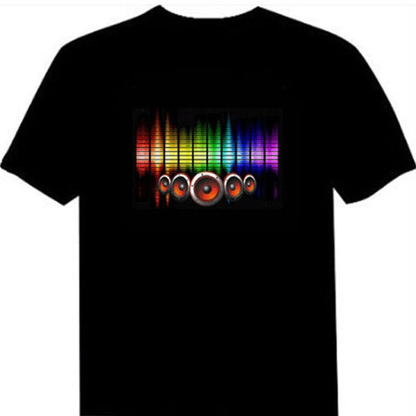 Hot Led t shirt Men Party Rock Disco DJ Sound Activated LED T Shirt Light Up and down Flashing Equalizer Men's Glowing TShirt