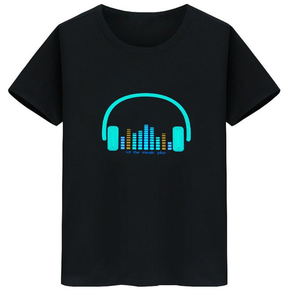 Hot Led t shirt Men Party Rock Disco DJ Sound Activated LED T Shirt Light Up and down Flashing Equalizer Men's Glowing TShirt