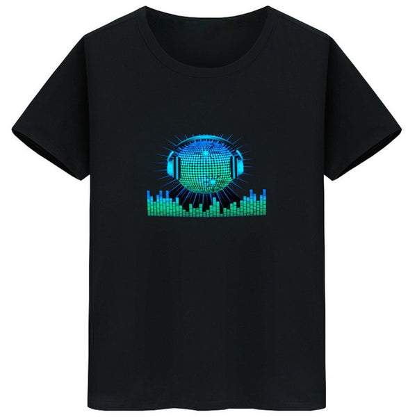 Hot Led t shirt Men Party Rock Disco DJ Sound Activated LED T Shirt Light Up and down Flashing Equalizer Men's Glowing TShirt