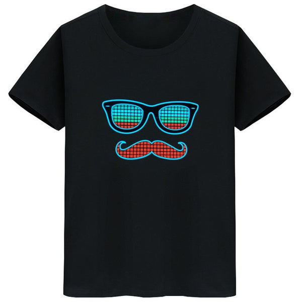 Hot Led t shirt Men Party Rock Disco DJ Sound Activated LED T Shirt Light Up and down Flashing Equalizer Men's Glowing TShirt