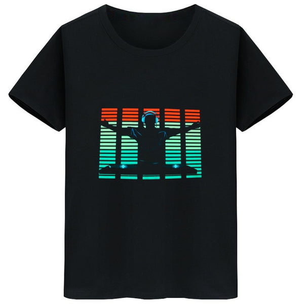 Hot Led t shirt Men Party Rock Disco DJ Sound Activated LED T Shirt Light Up and down Flashing Equalizer Men's Glowing TShirt