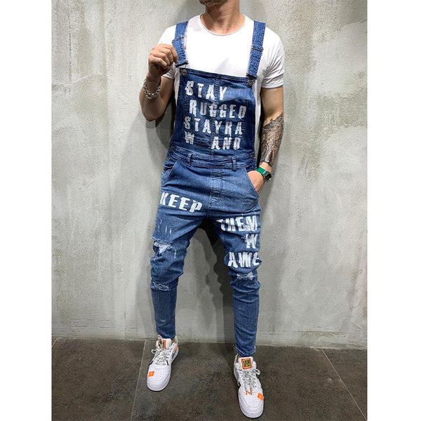 2019 New Fashion Men's Ripped Jeans Jumpsuits Shorts Summer Hi Street Distressed Denim Bib Overalls For Man Suspender Pants