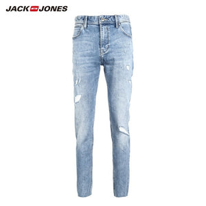 JackJones Men's Skinny Tight-leg Ripped Crop Jeans Men's Denim Pants 218332607