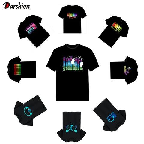 Hot Led t shirt Men Party Rock Disco DJ Sound Activated LED T Shirt Light Up and down Flashing Equalizer Men's Glowing TShirt