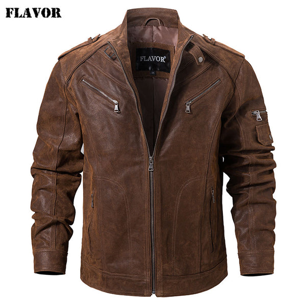 Men's Pigskin Real Leather Jacket Genuine Leather Jackets Motorcycle Jacket Coat Men