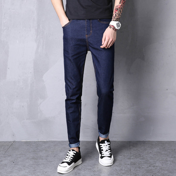 LEFT ROM 2019 Spring Summer New Fashion Men Casual Stretch Skinny Jeans Slim fit Trousers Tight Pants Solid Colors Pencil 28-38