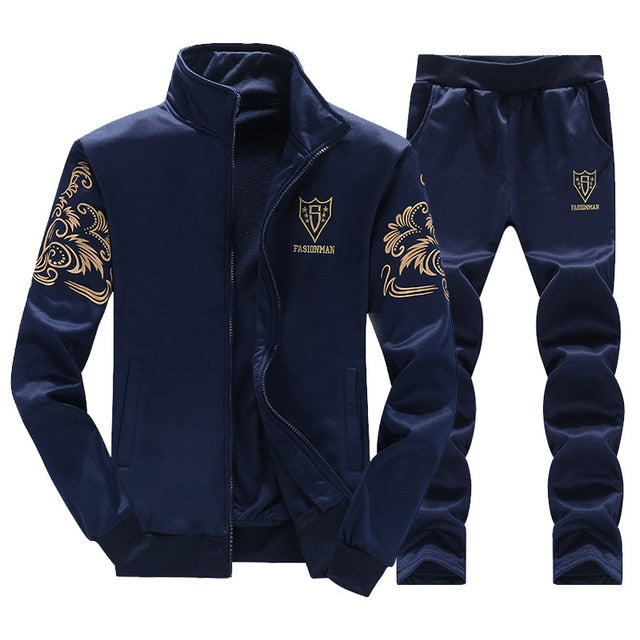 Riinr 2019 Fashion New Arrival Sporting Suit Men Spring And Autumn Casual Sweatshirt+Sweatpants Two Pieces Sets Tracksuit Men