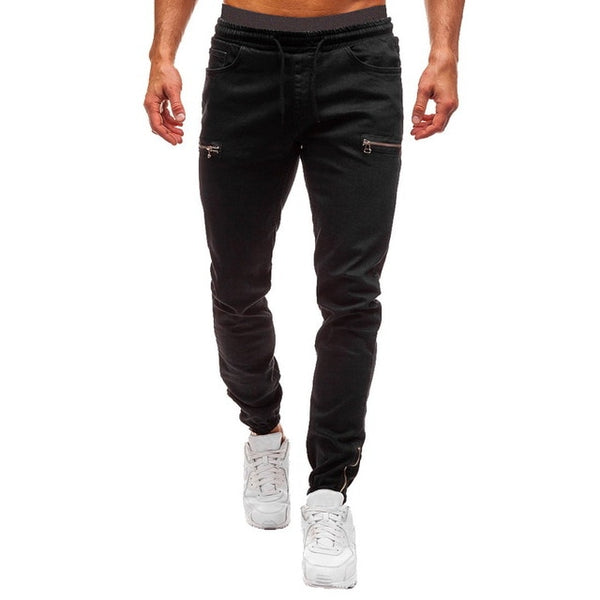 SHUJIN 2018 Men's Harem Jeans Washed Feet Shinny Denim Black Pant Hip Hop Sportswear Elastic Waist Joggers Pants Plus Size 3XL