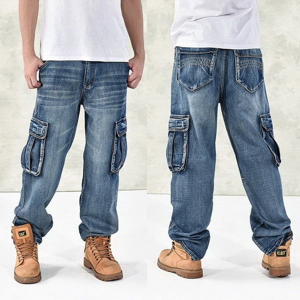 2019 New Casual Large Size Jeans Men Plus Fertilizer to increase the individuality fashion Hip-hop jeans Loose