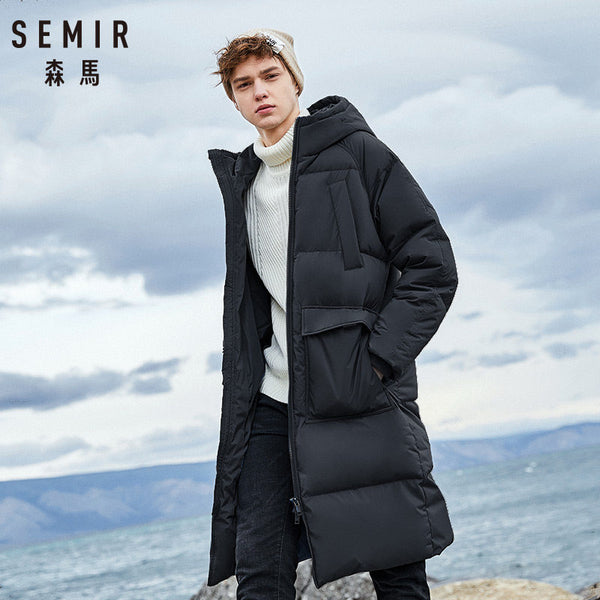 SEMIR 2019 New Clothing Down Winter Jacket Men Business Long Thick Winter Coat Men Solid Fashion Outerwear Warm Long Coat Man