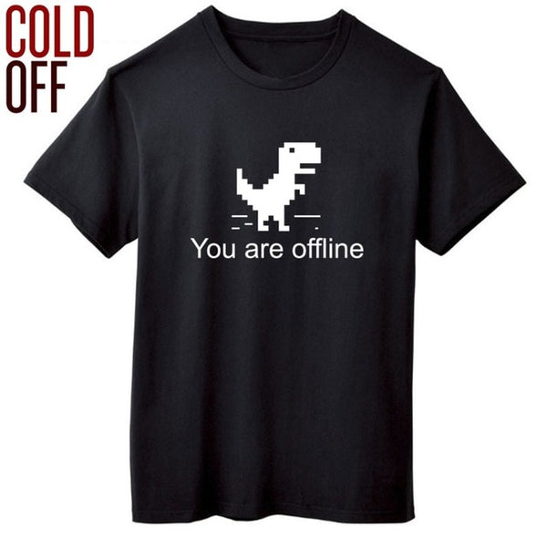 COLD OFF 100% cotton short sleeve you are offline print men tshirt casual o-neck dino print men t shirt summer t-shirt tee shirt