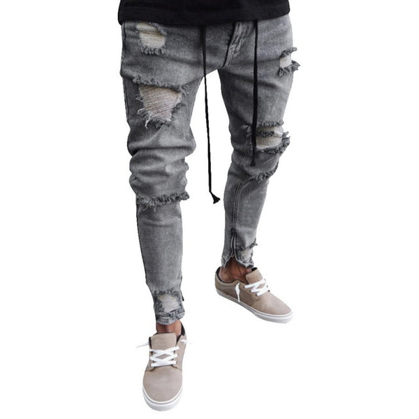 SHUJIN 2018 Men's Harem Jeans Washed Feet Shinny Denim Black Pant Hip Hop Sportswear Elastic Waist Joggers Pants Plus Size 3XL