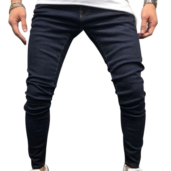 SHUJIN Plus Size Skinny Jeans Men Casual Stretch Straight Trousers Jeans Fashion Solid Streetwear Slim  Denim Pencil Pants