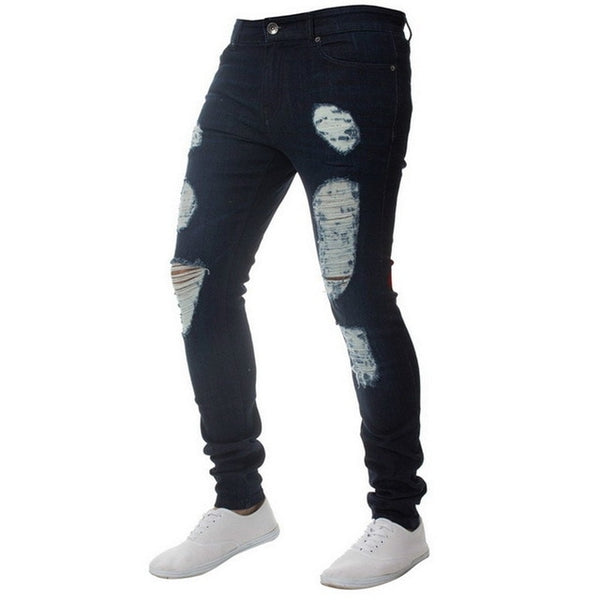 SHUJIN Plus Size Skinny Jeans Men Casual Stretch Straight Trousers Jeans Fashion Solid Streetwear Slim  Denim Pencil Pants