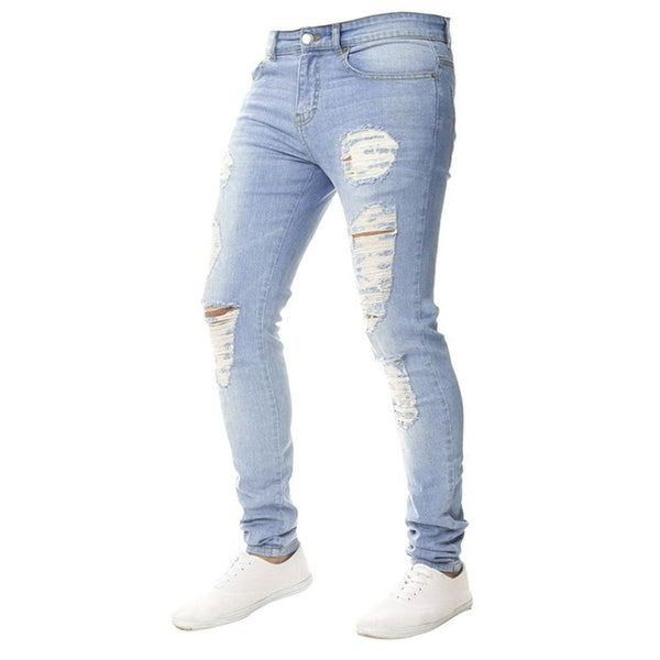 SHUJIN Plus Size Skinny Jeans Men Casual Stretch Straight Trousers Jeans Fashion Solid Streetwear Slim  Denim Pencil Pants