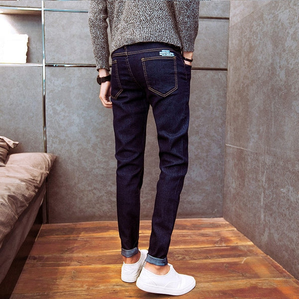 Hot 2020 autumn winter Casual thicken thermal Fleece thermal men's add wool Denim teenagers stretch pencil pants hot men's jeans