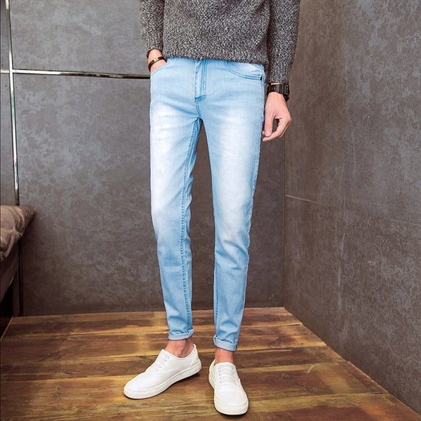 Hot 2020 autumn winter Casual thicken thermal Fleece thermal men's add wool Denim teenagers stretch pencil pants hot men's jeans