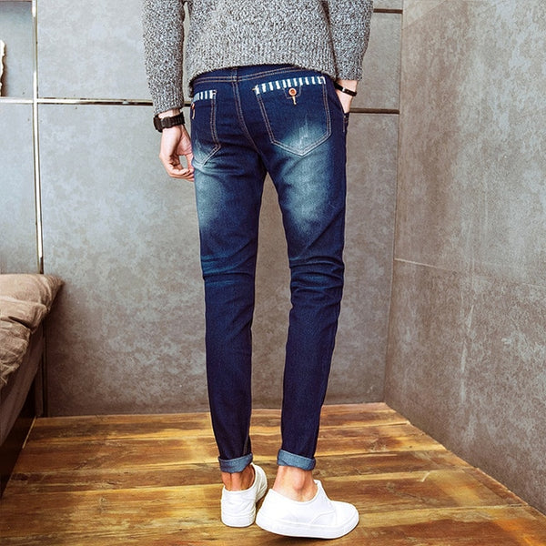 Hot 2020 autumn winter Casual thicken thermal Fleece thermal men's add wool Denim teenagers stretch pencil pants hot men's jeans