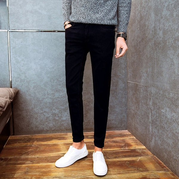 Hot 2020 autumn winter Casual thicken thermal Fleece thermal men's add wool Denim teenagers stretch pencil pants hot men's jeans