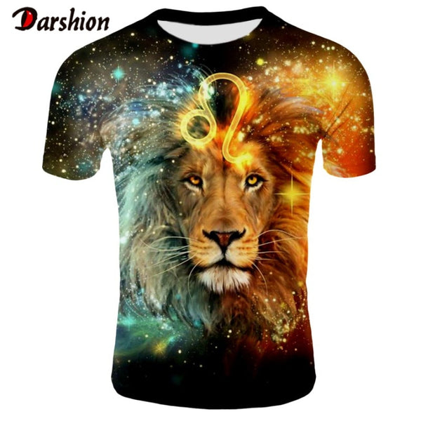 Fashion Men T-shirt 3D Funny lion Print Designed Stylish Summer T-shirt Brand Tops Tees Casual O-Neck Short Sleeve Plus 4XL Size