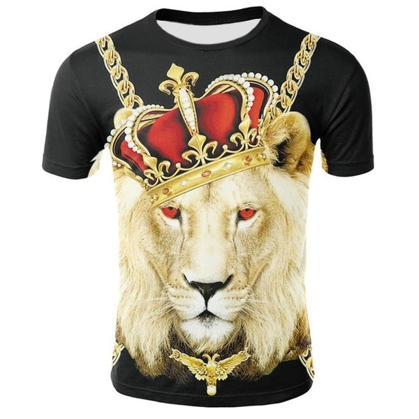 Fashion Men T-shirt 3D Funny lion Print Designed Stylish Summer T-shirt Brand Tops Tees Casual O-Neck Short Sleeve Plus 4XL Size