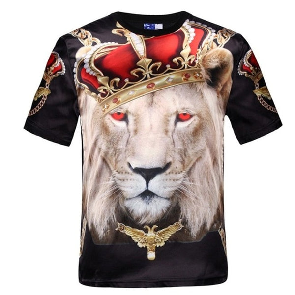 Fashion Men T-shirt 3D Funny lion Print Designed Stylish Summer T-shirt Brand Tops Tees Casual O-Neck Short Sleeve Plus 4XL Size