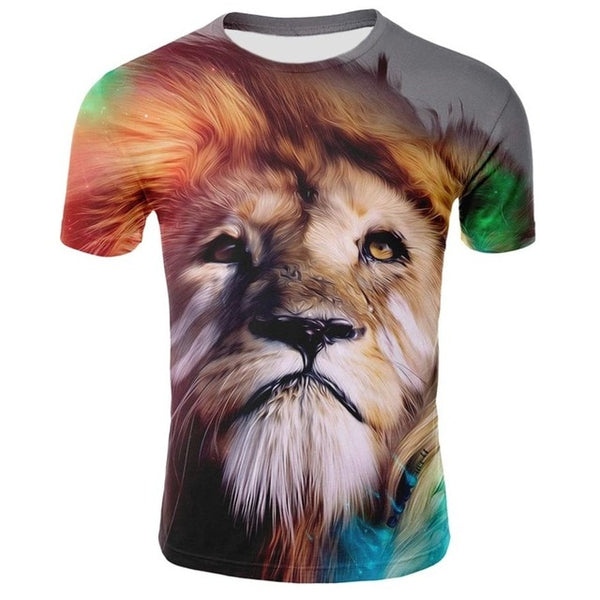 Fashion Men T-shirt 3D Funny lion Print Designed Stylish Summer T-shirt Brand Tops Tees Casual O-Neck Short Sleeve Plus 4XL Size