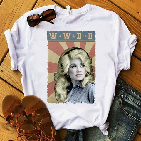 Dolly Parton Wwdd T-Shirt 2019 Summer Men's Short Sleeve T-Shirt O Neck Cotton Tees Tops Funny Tees Cotton Tops T Shirt