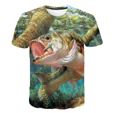 3d Fish T shirts for Men Summer Short Sleeve O-neck Tops&Tees Funny Hip Hop Streetwear Casual Style Digital Fish Print T-shirt