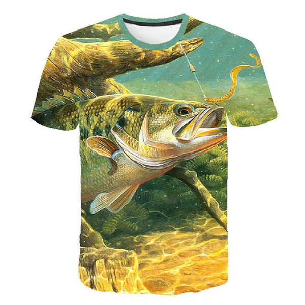 3d Fish T shirts for Men Summer Short Sleeve O-neck Tops&Tees Funny Hip Hop Streetwear Casual Style Digital Fish Print T-shirt