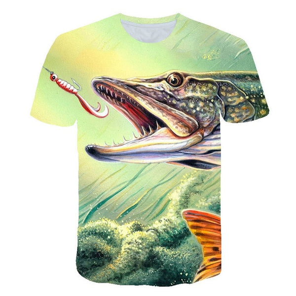 3d Fish T shirts for Men Summer Short Sleeve O-neck Tops&Tees Funny Hip Hop Streetwear Casual Style Digital Fish Print T-shirt