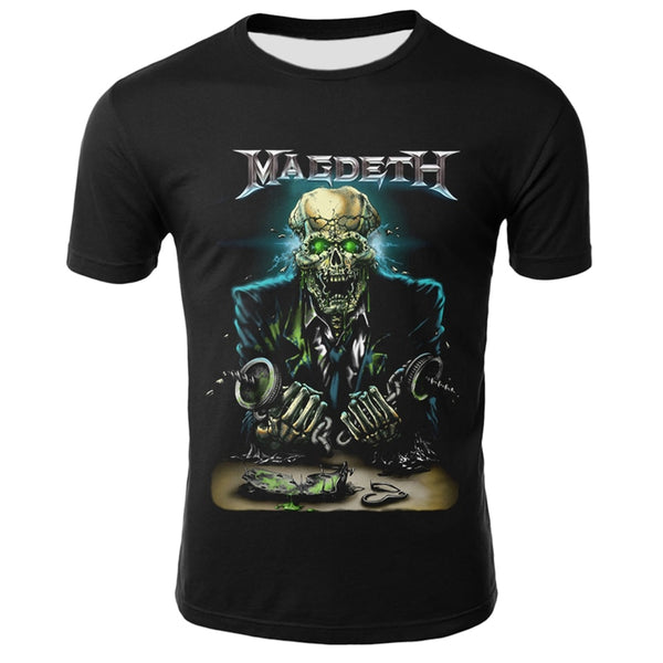 Hip Hop 3D Megadeth T-shirts Men/Women Summer Tops Tee O-neck Short Sleeve Cool Streetwear Fashion Skull Tshirts Plus Size