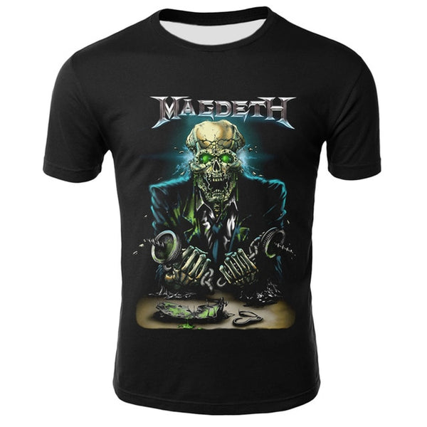 Hip Hop 3D Megadeth T-shirts Men/Women Summer Tops Tee O-neck Short Sleeve Cool Streetwear Fashion Skull Tshirts Plus Size