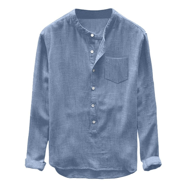 Free Ostrich Fashion Shirts Mens Trendy Shirt Button Casual Shirt Linen and Cotton Fashion Design Long Sleeve Top Blouse