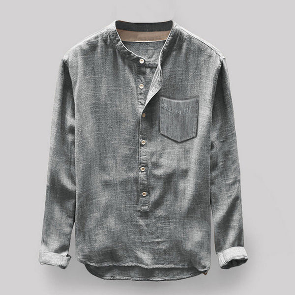 Free Ostrich Fashion Shirts Mens Trendy Shirt Button Casual Shirt Linen and Cotton Fashion Design Long Sleeve Top Blouse