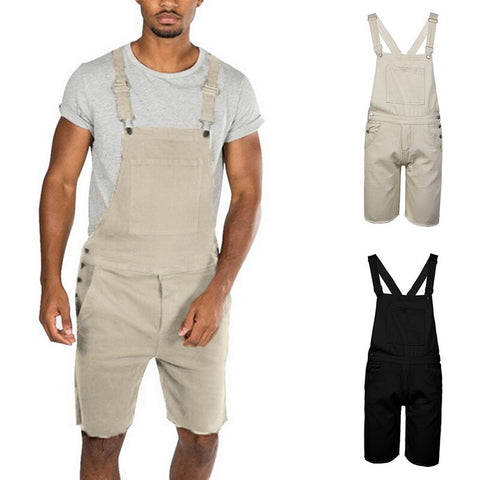 MJARTORIA Mens Bib Shorts Lightweight Casual Loose Fit Walkshort Jumpsuit Button Fashion Denim Rompers